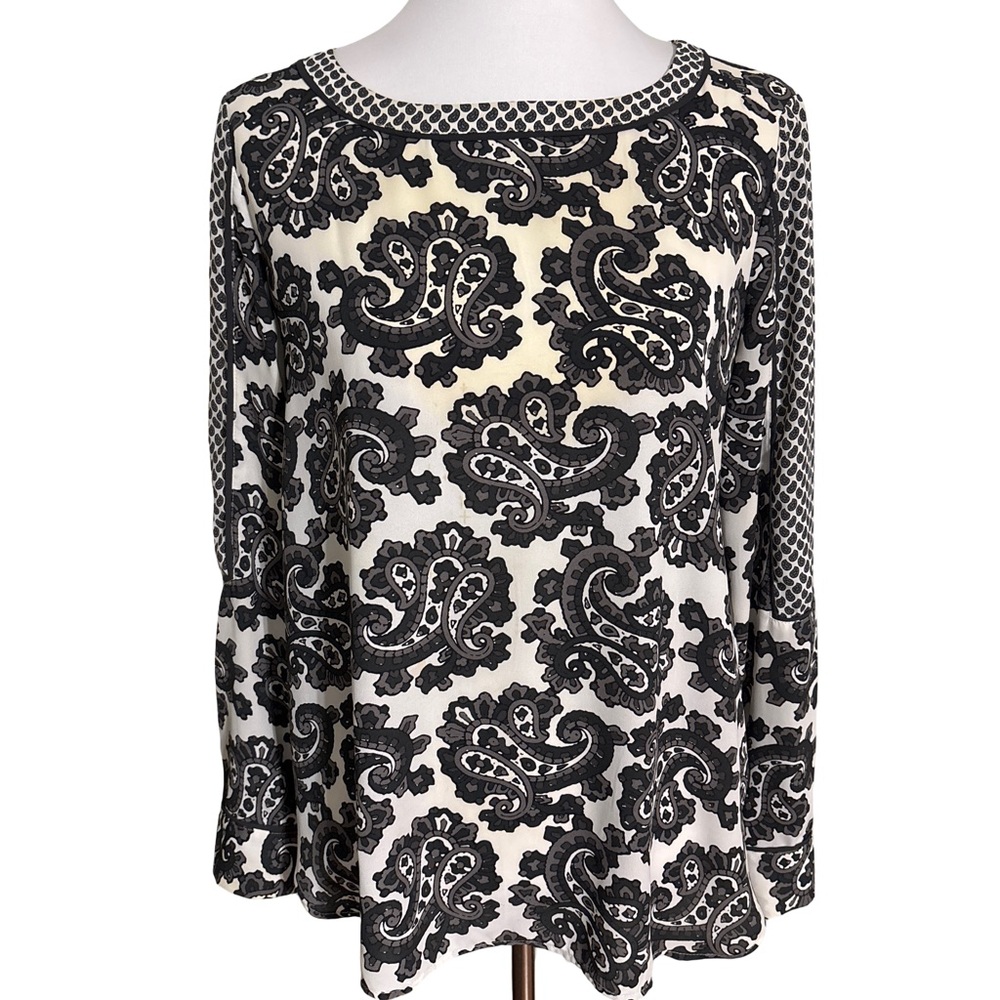 LOFT Black White Paisley Blouse